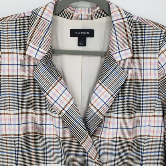 Halogen Nordstrom Plaid Double Breasted Blazer Jacket 1X Womens Cream Pink - Picture 6 of 9